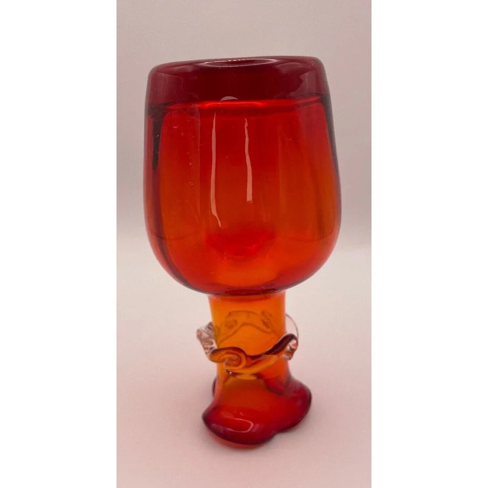 Vtg Kanawha Glass 1974 Ruby Red Applied Clear Rigaree Ruffle 5